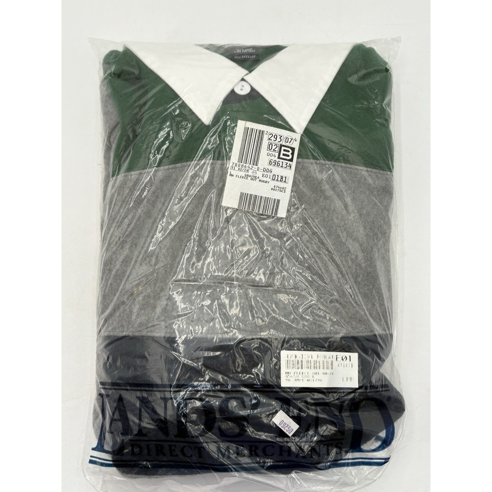 Vintage Lands' End Fleece‎ Rugby Shirt NOS Hong Kong Colorblock L Heavy